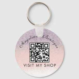 Chaveiro Faux Glitter Business QR Code Monogrammed  