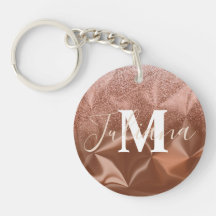 Faux Glitter Marrom Monograma de Metal Polido
