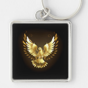 Chaveiro Faux Gold Foil Peace Dove em Preto
