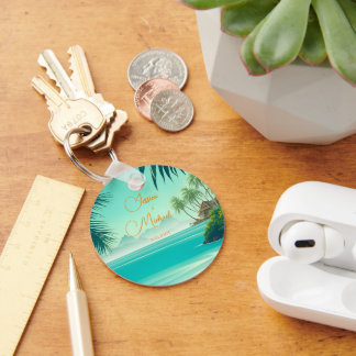 Chaveiro Favor de casamento de praia personalizado