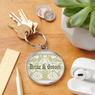 Chaveiro Favor de casamento floral vintage branco
