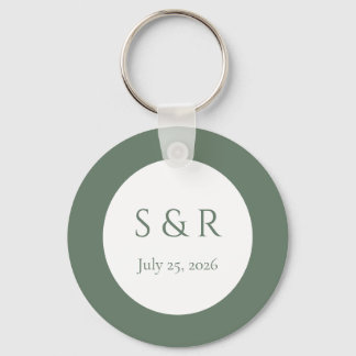 Chaveiro Favor de casamento minimalista em verde sálvia mod