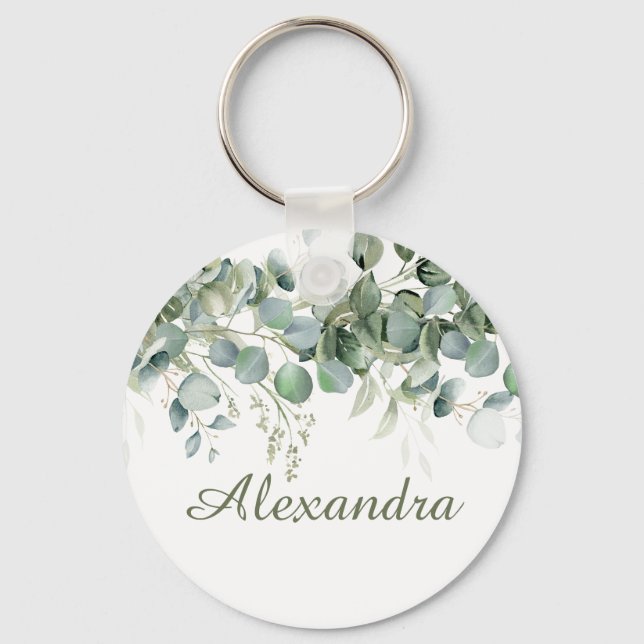 Chaveiro Favor de Damas de Honra Floral Branco Personalizad (Frente)