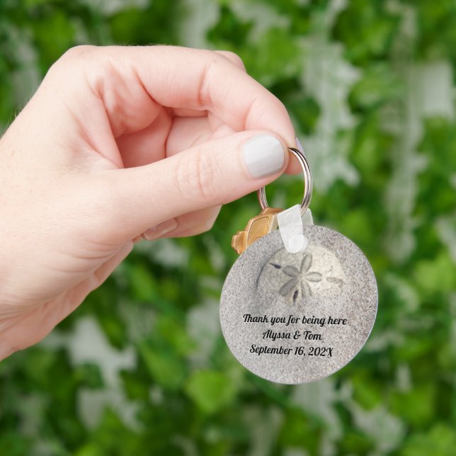 Chaveiro Favor de praia de dólar de areia personalizado (Mão)