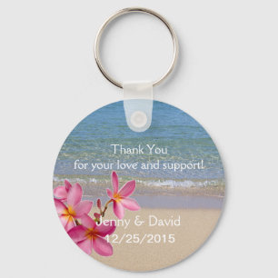 Chaveiro Favor personalizado Plumeria do casamento do anel