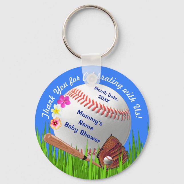 Chaveiro Favoritos de Chá de fraldas de Baseball Personaliz (Frente)