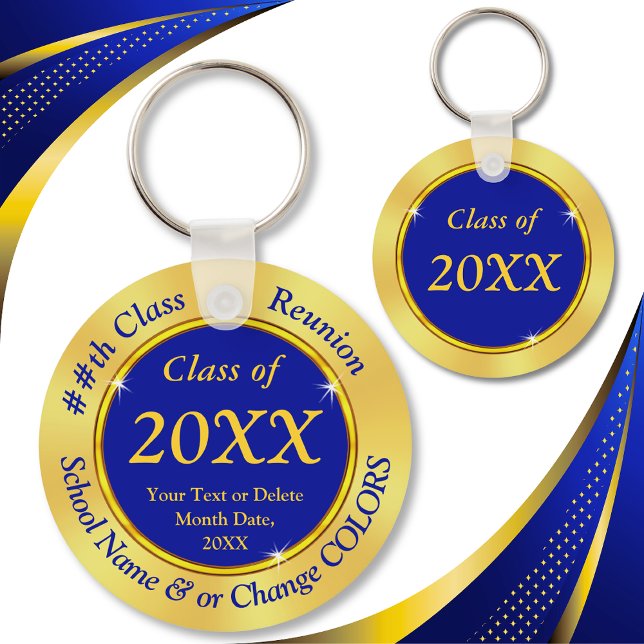 Chaveiro Favoritos para festas de Reunião de Classe Azul e  (10 year, 15 year, 20 year, 25 year, 30 year, 35 year, 40 year, 45 year, 50 year Class Reunion Gifts.)