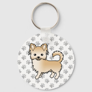 Chaveiro Fawn Long Casaco Chihuahua Cartoon Dog & Paws