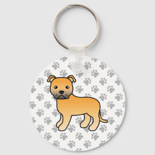 Chaveiro Fawn Staffordshire Bull Terrier Cute Cartoon