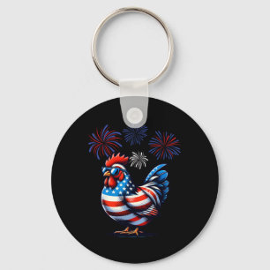 Chaveiro Fazenda de frango azul-vermelho 4º O
