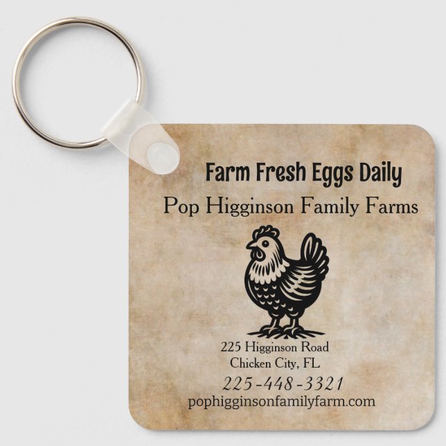 Chaveiro Fazenda de frango Vintage (Frente)