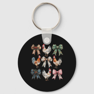 Chaveiro Fazenda de Natal de frango de Arco coquette - Fofo