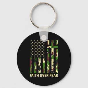 Chaveiro Fé Sobre o Medo Camuflagem da Bandeira Cristã Amer