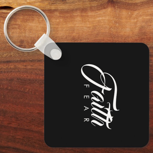 Chaveiro Fé Sobre o Medo Preto (Frente)