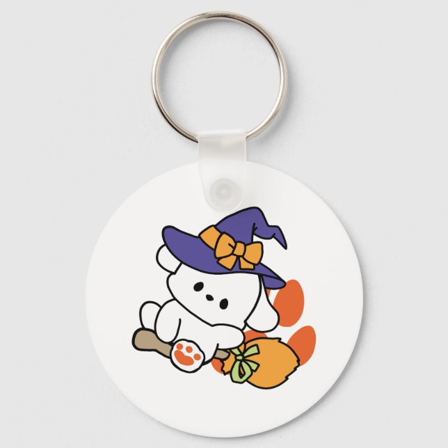 Chaveiro Feiticeira de pata no treinamento - Cão de Hallowe (Frente)