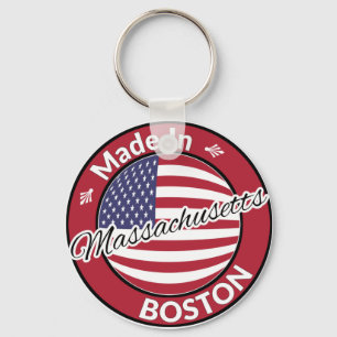 Chaveiro Feito em Boston Massachusetts USA Flag