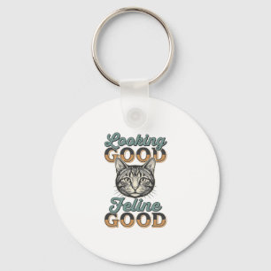 Chaveiro Felino com Bom Visual Design de Gato Vintage_1