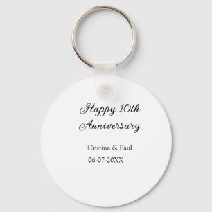 Chaveiro Feliz 10º aniversário, simples nome de casamento m