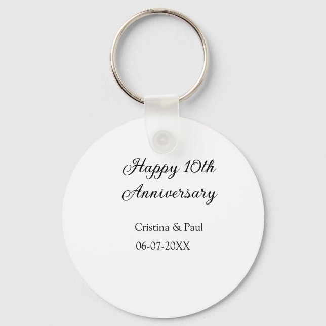 Chaveiro Feliz 10º aniversário, simples nome de casamento m (Frente)