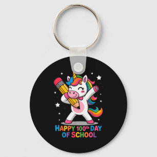 Chaveiro Feliz 100º Dia De Escola Mulher Unicórnio Arco-Íri