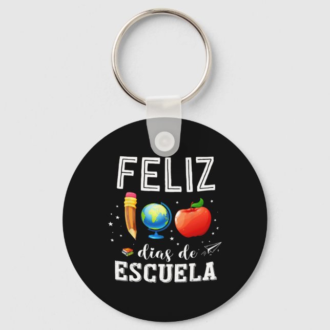 Chaveiro Feliz 100 Dias De Escuela Professora Espanhola Fel (Frente)