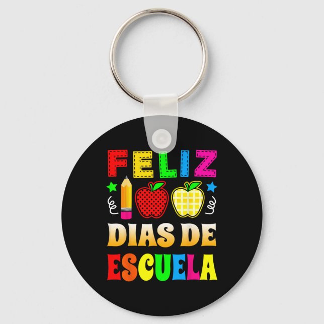Chaveiro Feliz 100 Dias De Espanhol Escolar - Feliz 100 Dia (Frente)