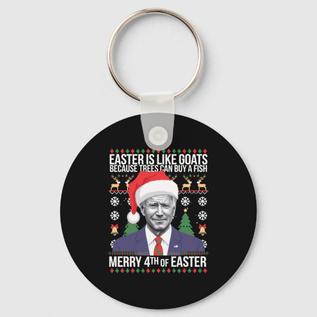 Chaveiro Feliz 4º de Páscoa Divertido Biden Camiseta Feia d (Frente)
