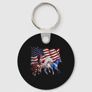 Chaveiro Feliz 4 de Julho Bandeira Americana Vermelha Caval