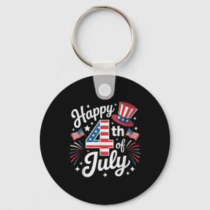 Chaveiro Feliz 4 de Julho Bandeira Patriótica Americana EUA