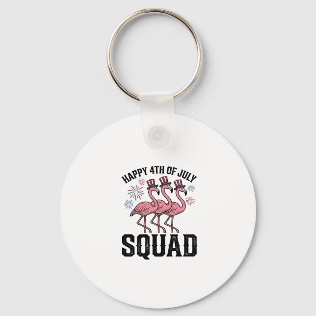 Chaveiro Feliz 4 de Julho Flamingo Squad Vector Design_1 (Frente)