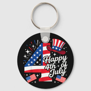 Chaveiro Feliz 4 de julho patriótico bandeira americana 4 d