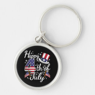 Chaveiro Feliz 4 de Julho Patriótico Bandeira Americana EUA
