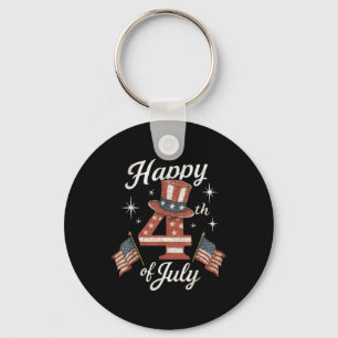 Chaveiro Feliz 4 de Julho Patriótico Bandeira Americana EUA