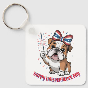 Chaveiro "Feliz 4 de julho" Patriótico Personalizado do Bul