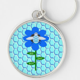Chaveiro Feliz Abelha Azul Aniversário Bumblebee