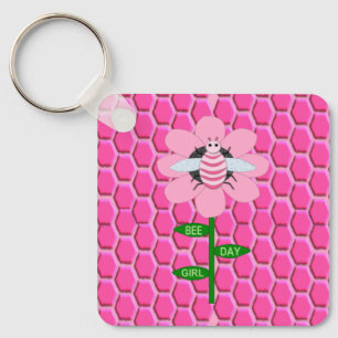 Chaveiro Feliz Abelha Menina Rosa Bumblebee Keychai