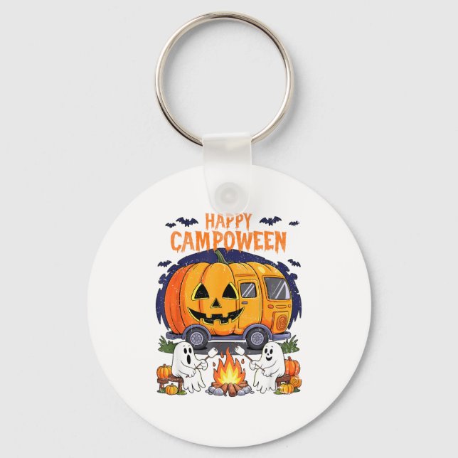 Chaveiro Feliz Acampamento-o-ween Halloween Acampamento Fan (Frente)