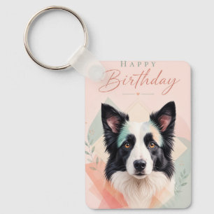 Chaveiro Feliz Aniversário Adorável Retrato de Cachorro Pre