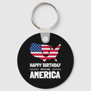Chaveiro Feliz Aniversário América 4 De Julho Bandeira Amer