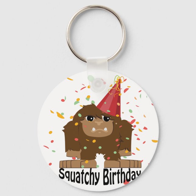 Chaveiro Feliz Aniversário Bigfoot Squatchy Fofo (Frente)