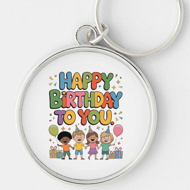 Chaveiro Feliz Aniversário Crianças (Frente)