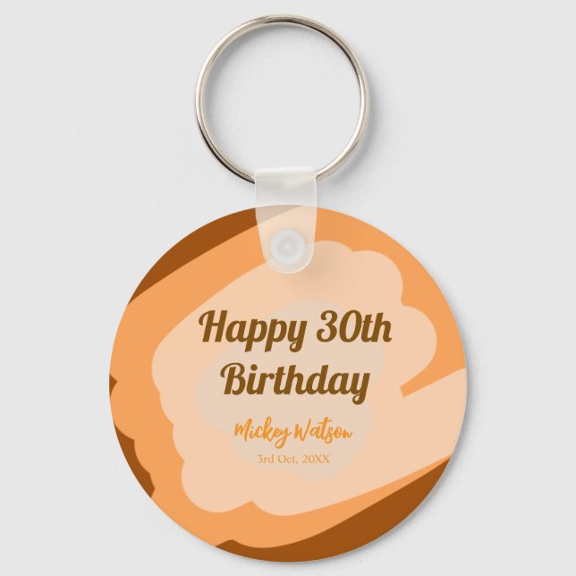 Chaveiro Feliz aniversário de 30 anos em madeira rústica de (Frente)