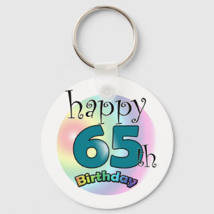 Chaveiro Feliz Aniversário de 65 anos (azul)