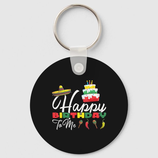 Chaveiro Feliz Aniversário do Bolo Sórbrero-Cute (Frente)
