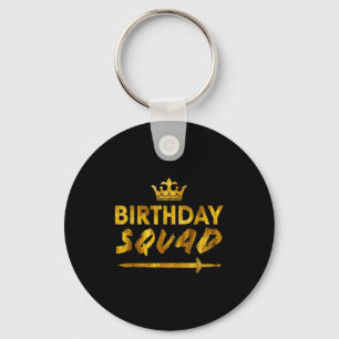 Chaveiro Feliz Aniversário Esquadrão Rei Coroa Espada Festa