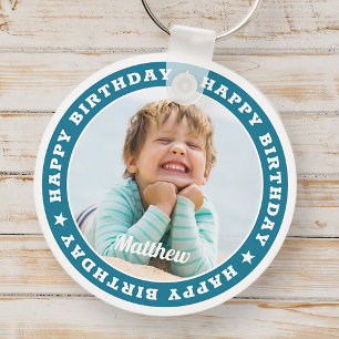 Chaveiro Feliz Aniversário Foto Personalizada Simples e Mo