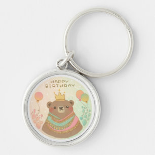 Chaveiro Feliz Aniversário Ilustração do Urso de Teddy