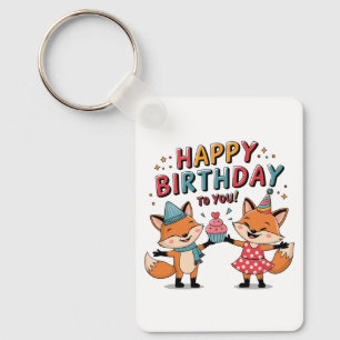 Chaveiro Feliz Aniversário Raposas