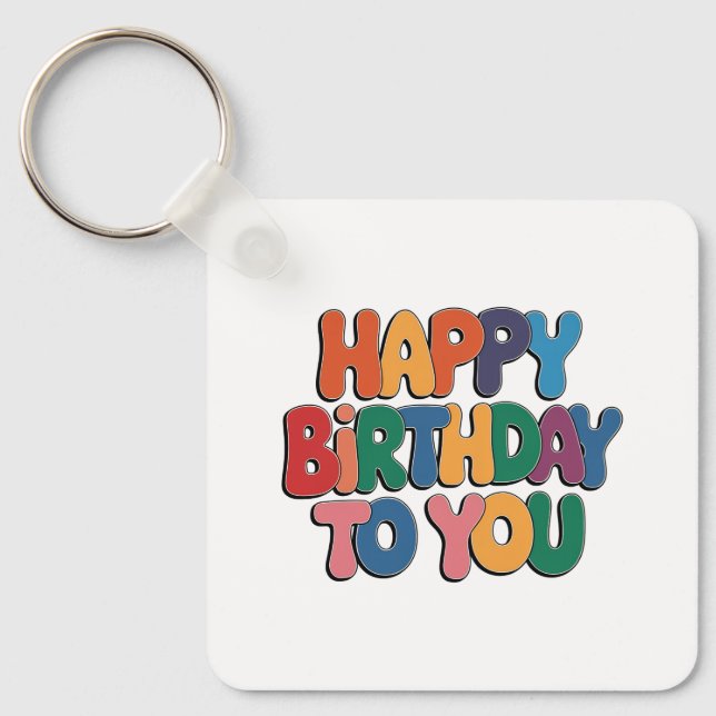 Chaveiro Feliz Aniversário Retrô (Frente)