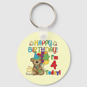 Chaveiro Feliz aniversário Teddy Bear 4th T-shirts e presen